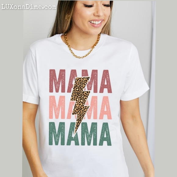 Cotton Leopard MAMA Colorful Graphic Short-sleeve Tee Shirt White - Picture 4 of 9